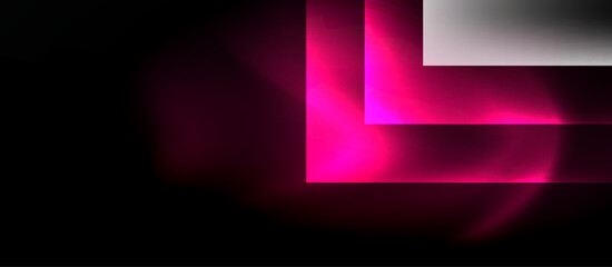 Fototapeta premium Dark neon colors with glass square shapes