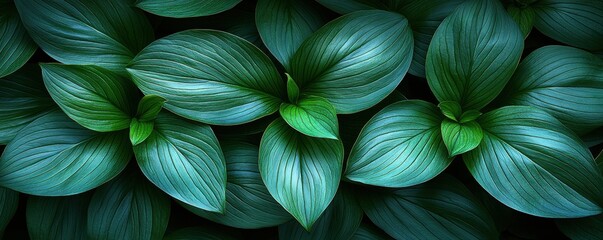 Lush Green Tropical Leaves Nature Background Foliage Texture