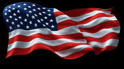 Obraz premium American Flag Waving Gracefully Against Black Background