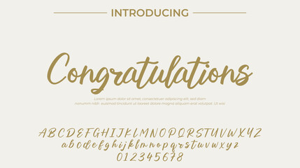Congratulations Font Stylish brush painted an uppercase vector letters, alphabet, typeface