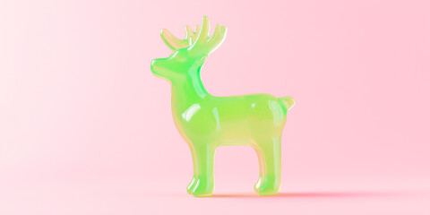 Obraz premium Festive Gummy Reindeer: Green and white design with pink glow