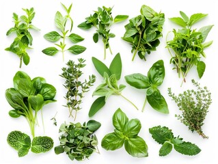 Obraz premium A vibrant random assortment of green herbs