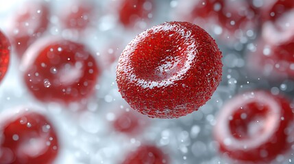 3D rendering of red blood cells in the bloodstream, showing the completeness of the blood cells.