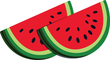 A juicy watermelon slices vector illustration with white background