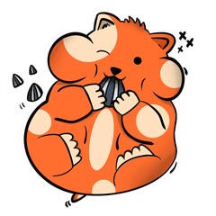 illustration of a cute hamster eating sun flowers
