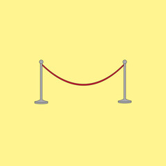 Barrier with red rope and poles vector illustration. Fence for red carpet of exclusive event, movie premiere, gala, ceremony, awards concept.