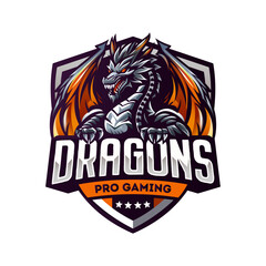 Obraz premium Hand drawn black dragon logo design