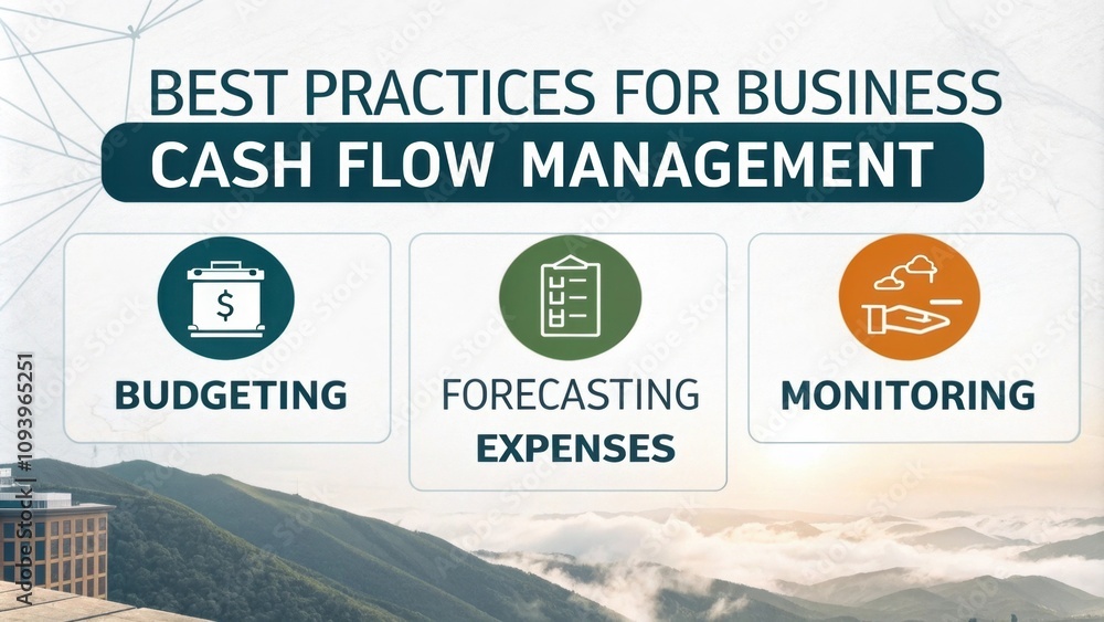 Poster an infographic summarizing best practices for business cash flow management such as budgeting foreca