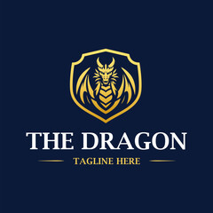 Luxury logo template with angry roar dragon legend