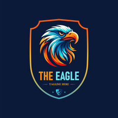 Vibrant color eagle shield logo design template