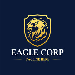 Eagle head logo design with shield creative concept template