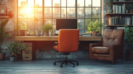 Modern Home Office with City View