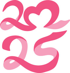 2025 ribbon shape new year logo 