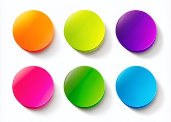 Realistic Round Sticky Stickers with Curved Edges and Drop Shadow for Creative Design Projects on a Clean Background