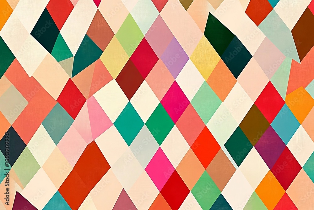 Poster abstract geometric pattern with colorful diamond shapes.