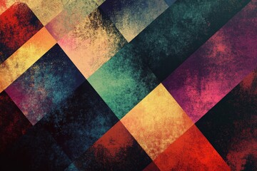 Fototapeta premium Abstract background with geometric pattern in various shades of red, yellow, green, and blue.