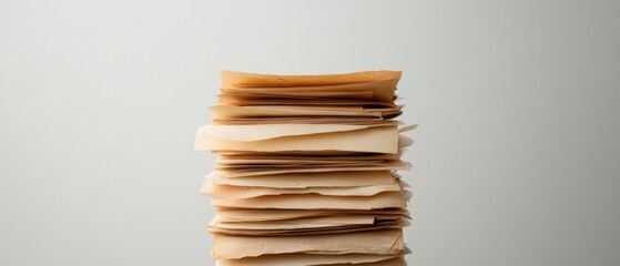 stack of old papers on a neutral background