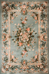 This elegant rectangular area rug showcases intricate floral patterns and soft pastel colors, adding sophistication to any home decor with a touch of luxury and traditional charm