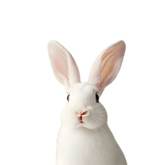 Obraz premium high resolution photograph of white bunny with large ears, showcasing its adorable features and bright eyes. This charming rabbit is perfect for animal lovers