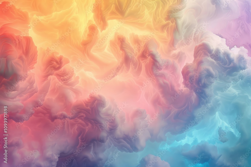 Poster soft and ethereal clouds abstract colorful background