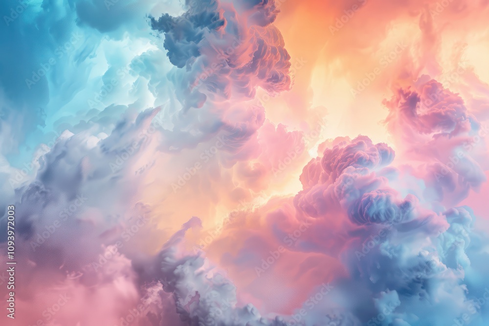 Poster soft and ethereal clouds abstract colorful background