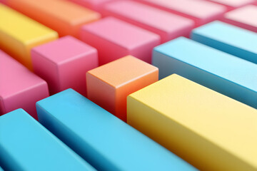 Obraz premium Abstract 3D Render of Colorful Blocks Forming a Unique Pattern