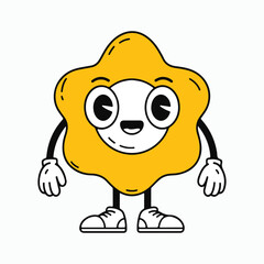 A cartoon character waving Fried egg vector illustration 