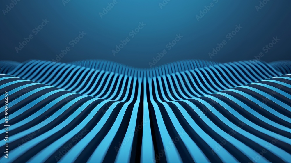 Poster abstract blue wave pattern with linear design.