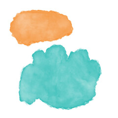 Orange Blue Watercolor Shapes Decor