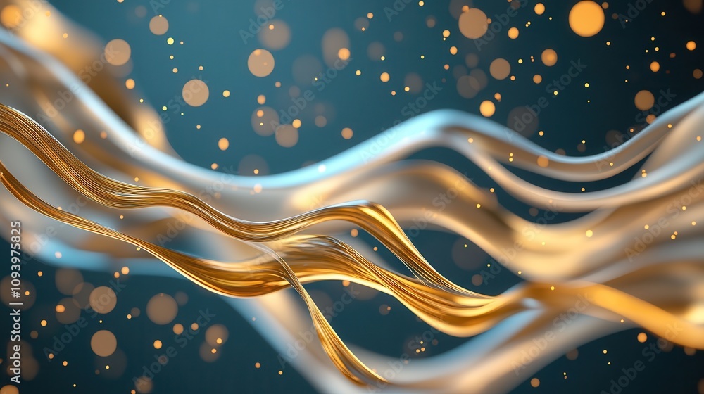 Aufkleber 3d intertwining luminous threads with subtle glowing particles
