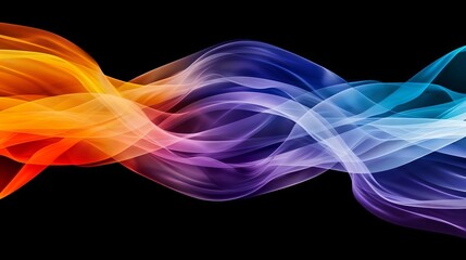 Abstract colorful wave design on a black background.