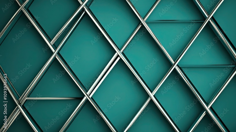Aufkleber a stunning geometric pattern of interlocking triangles against a deep teal background. the triangles