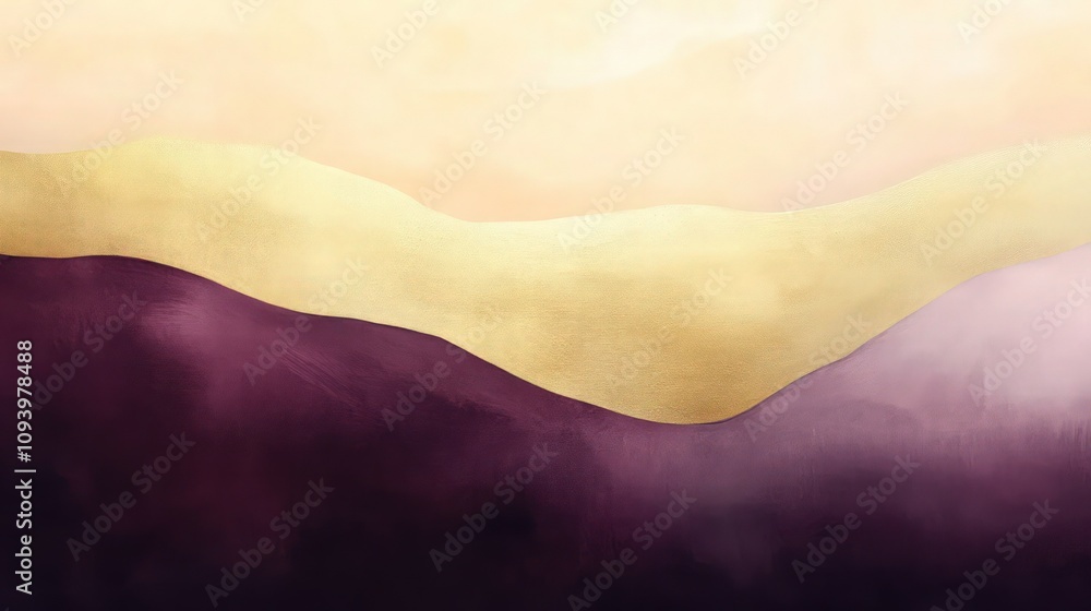 Aufkleber an abstract painting showcasing a gradient from rich plum to soft gold, creating a luxurious and inv