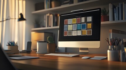 A desktop screen with a minimalist file organization system featuring labeled folders and no scattered icons