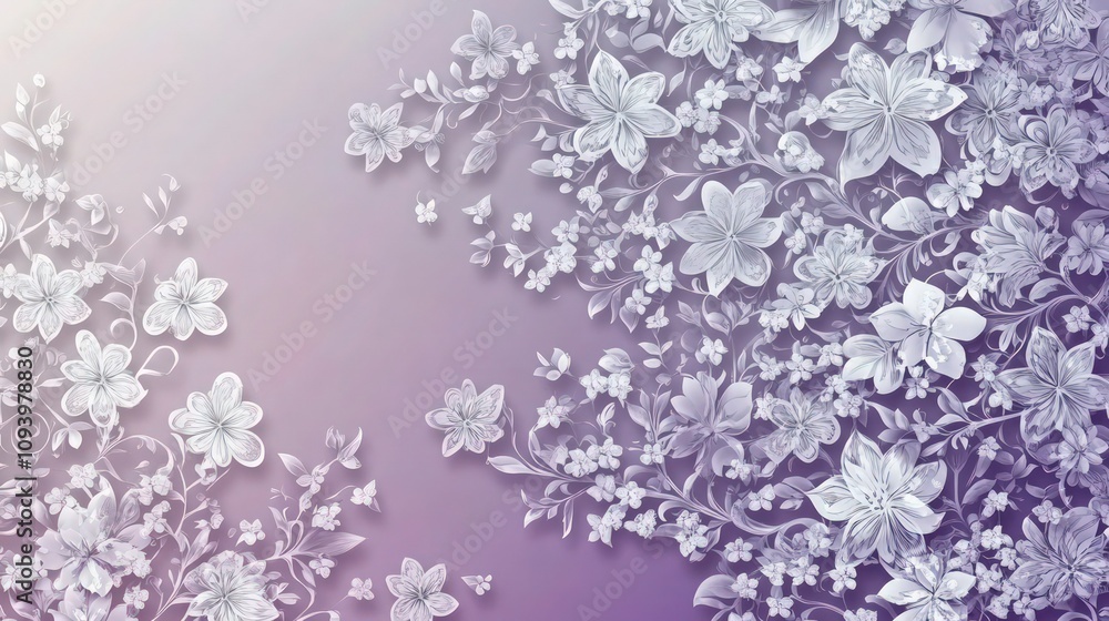 Poster an elegant design featuring intricate white floral motifs set against a rich gradient background tha
