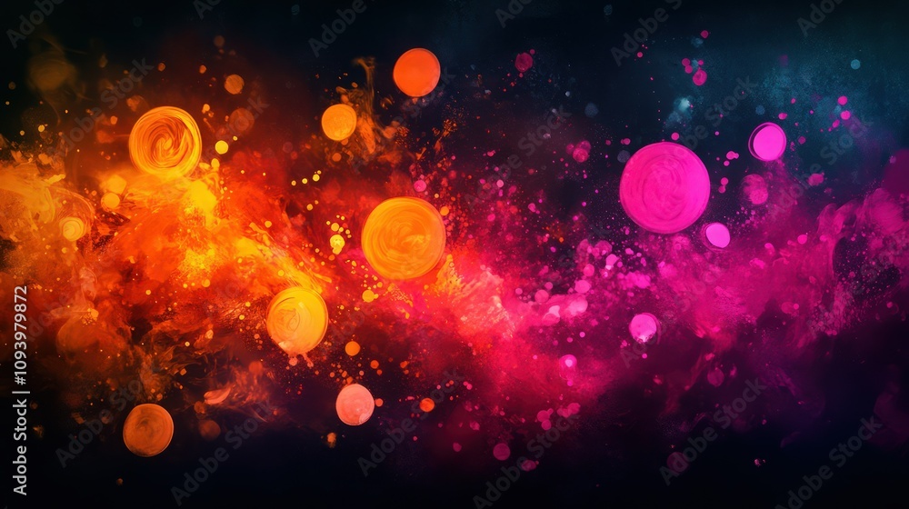 Poster an explosion of fiery colors beginning with bright orange and fading into vivid pinks, set against a