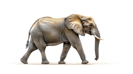 Fototapeta premium African Elephant Walking Wildlife Mammal Safari Nature Animal Wild Large Trunk Tusks Grazing