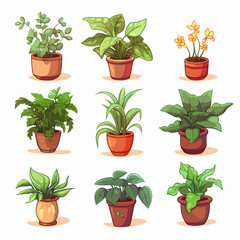 Collection of Isolated Plant in Pot Illustrations