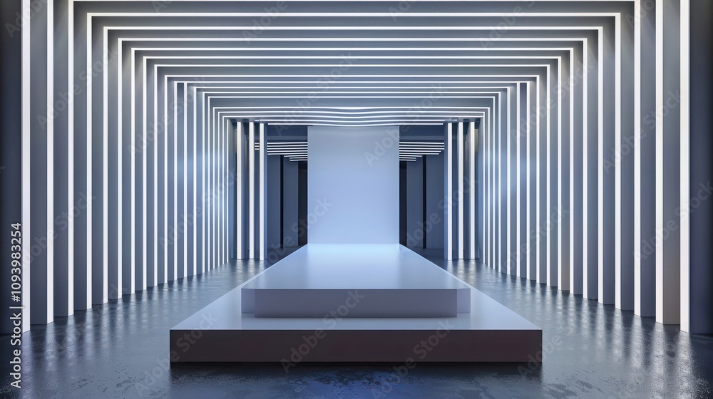 Poster 3d rendering of display stand and abstract empty room