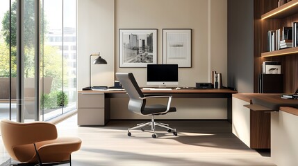 A workspace with a single laptop stand and no additional clutter