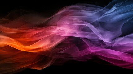 Fototapeta premium Colorful abstract smoke waves on a dark background.