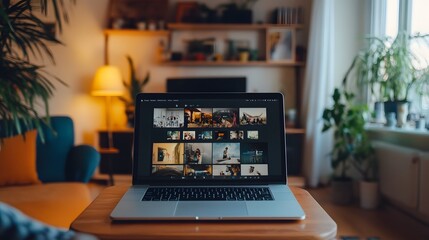 A laptop screen showing a clean and simple video streaming platform