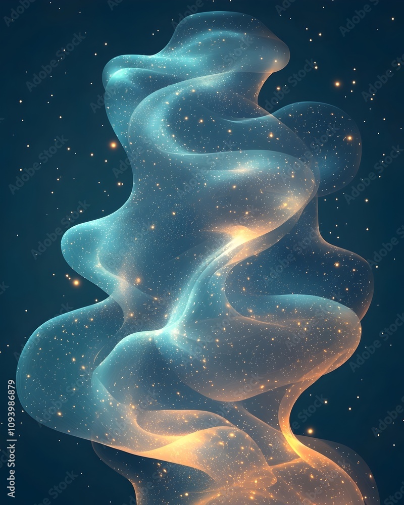 Aufkleber a mesmerizing abstract representation of swirling cosmic clouds illuminated by twinkling stars, crea