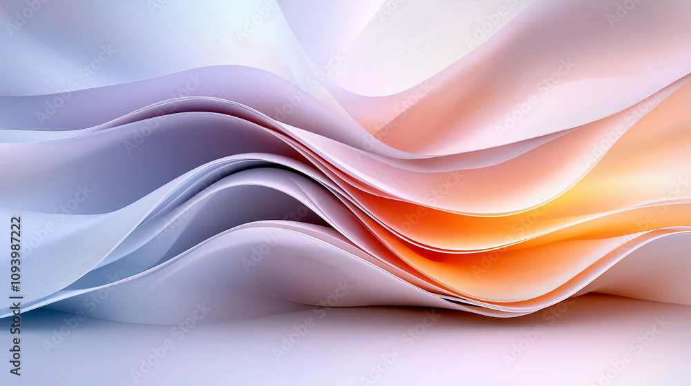 Poster Soft waves of colorful paper create serene and dynamic composition