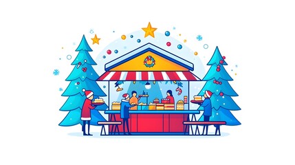 Fototapeta premium Christmas Market Food Stall Festive Treats