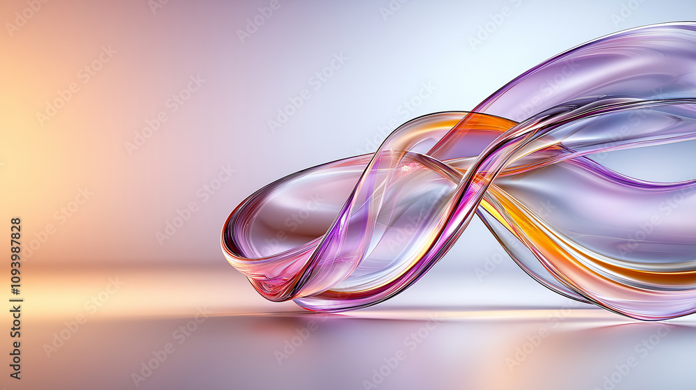 Poster Fluid abstract composition with curving lines in vibrant colors