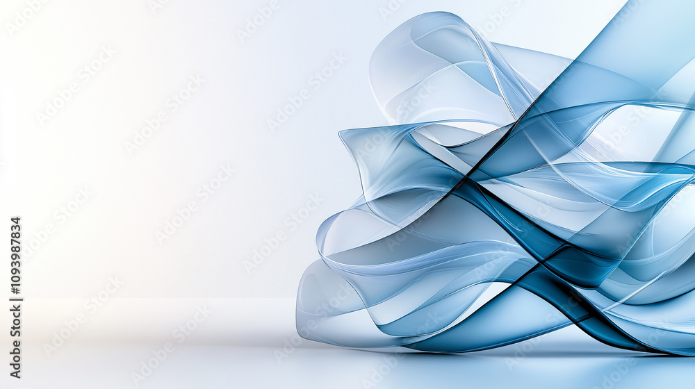 Aufkleber Fluid abstract design featuring soft flowing curves and blue tones