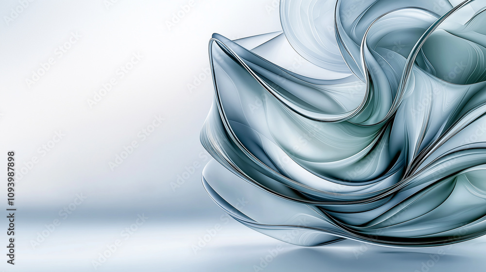 Poster fluid abstract design featuring soft flowing curves and gentle colors