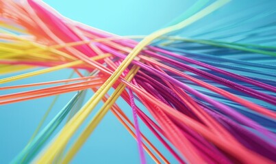 Colorful Strands of Thread on a Bright Background