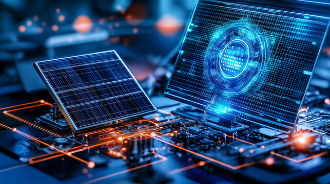 High tech solar power system with digital interface and circuits